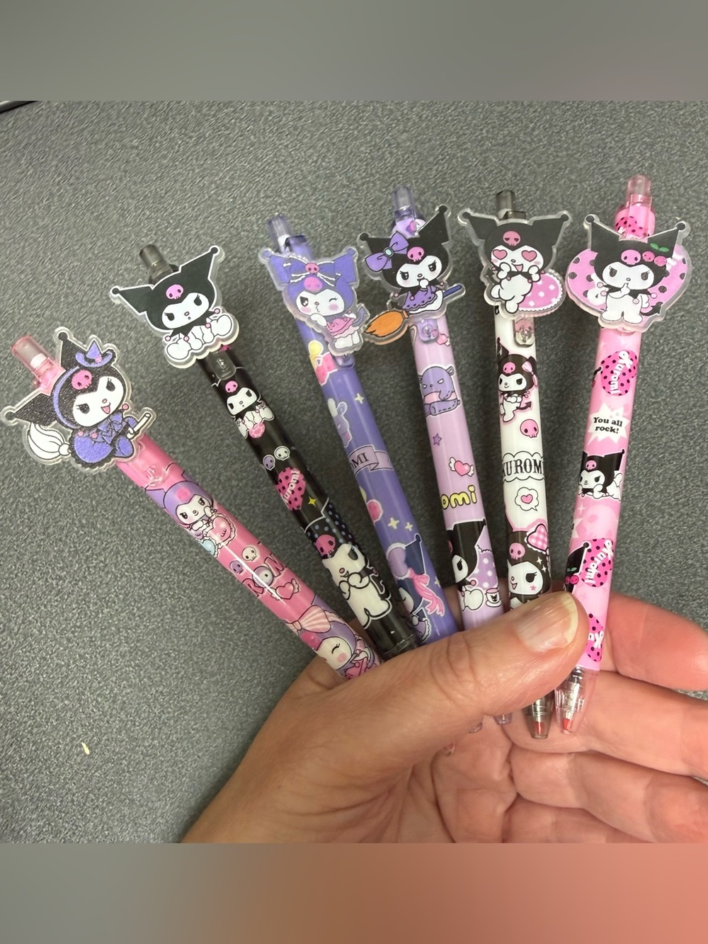 Kuromi Theme Pink & Purple Character Pens - 6 Pack